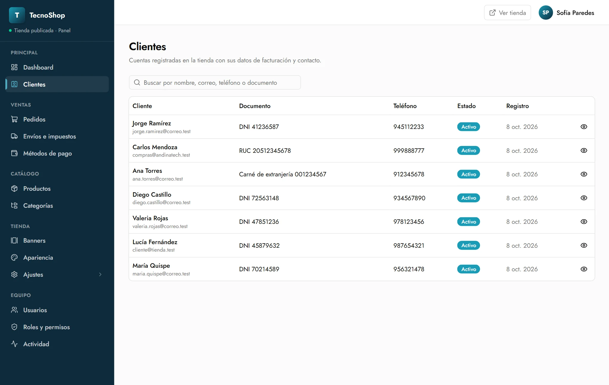 Lista de clientes